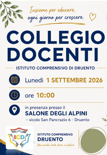 COLLEGIO DOCENTI UNIFICATO 1 SETTEMBRE 2026